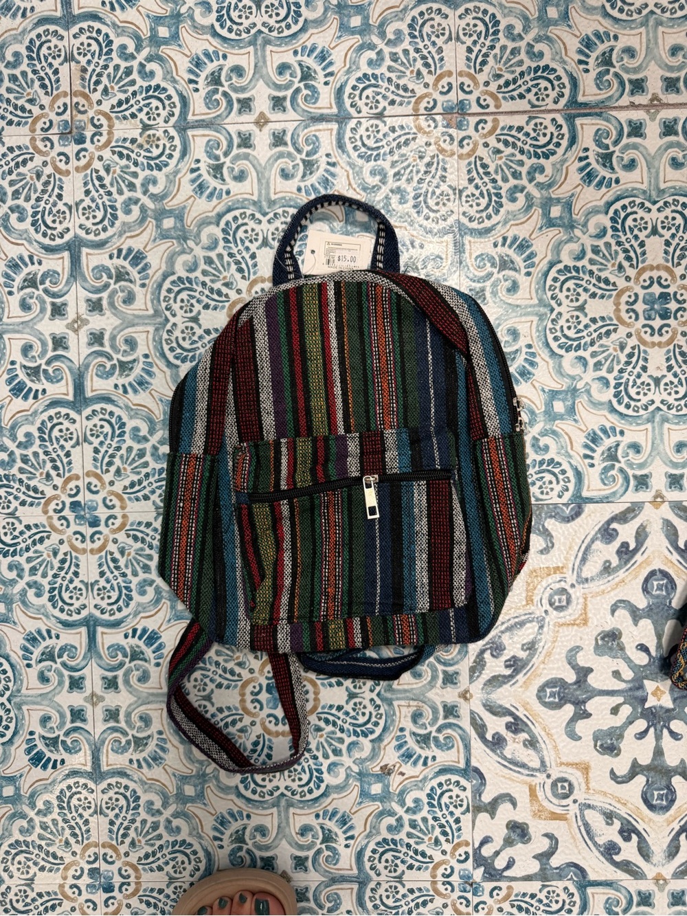 Multicolor Striped Women’s Mini Backpack - Boho Style